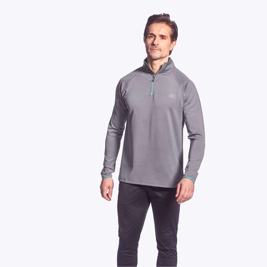 Men’s Kymira Golf Mid ¼ Zip – infrared performance golf mid-layer with Celliant® technology, ergonomic fit, and recovery benefits. Grey