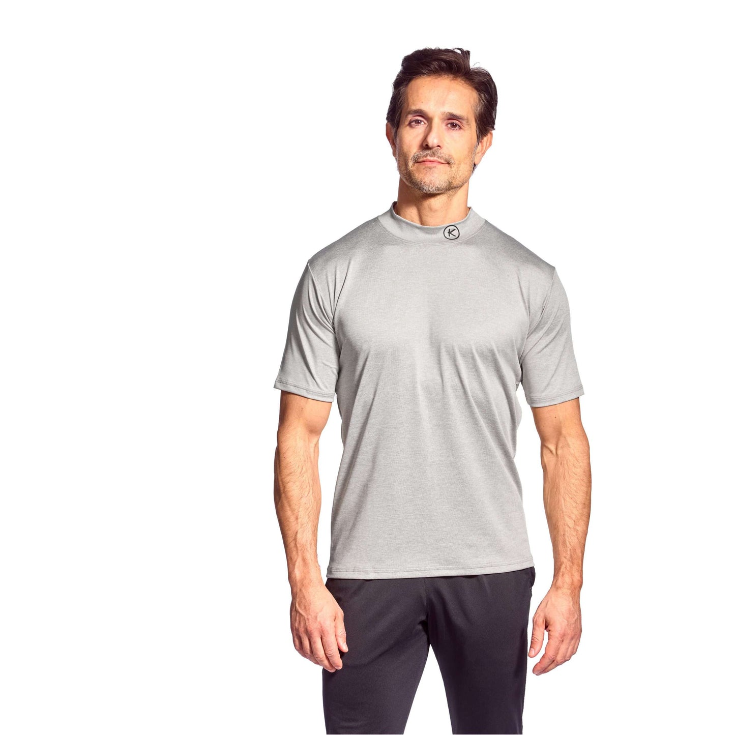 Kymira Golf Surge Mock Turtleneck Shirt – tapered seams and high collar, infrared fibres for recovery and comfort. Grey