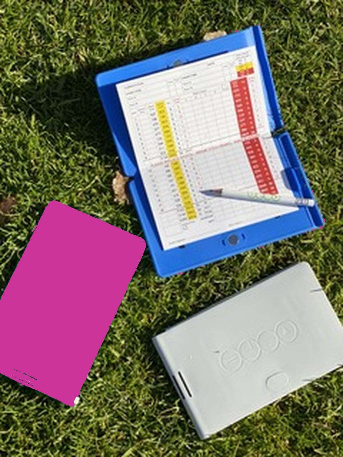 iGo Tally Golf Scorecard Holder -  Never lose or damage your scorecard again! Our durable, stylish scorecard holder keeps your card protected and organized. With a built-in pencil and micro suction technology, it's the perfect golf accessory.