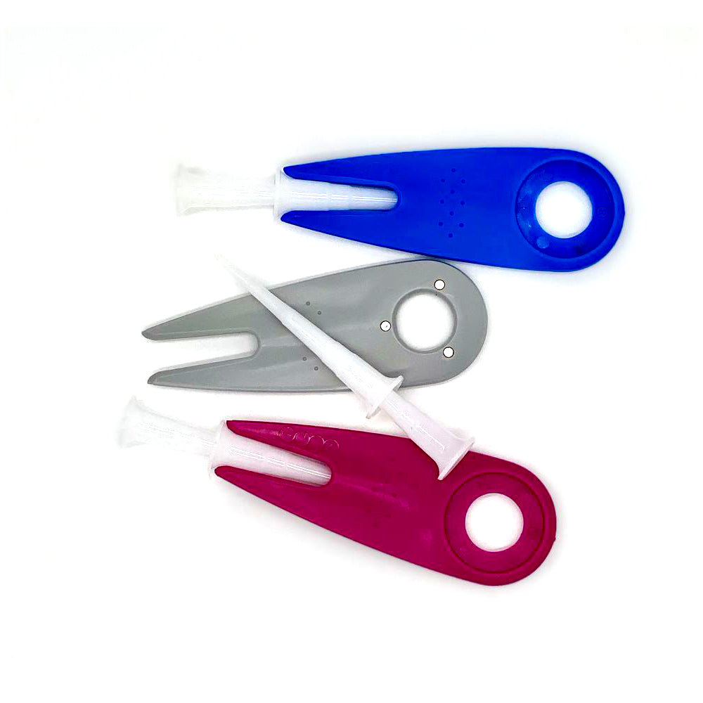 iGo T-LINK - Golf Pitch Repairer Multi-tool -  The iGo T-LINK is an all-in-one golf pitch repair tool. It holds tees, a ball marker, and a pitch repairer, keeping you organized and ready on the course. Durable, convenient, and made in the UK.