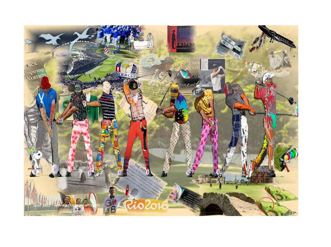 JIGSAW "GOLF JAZZ" -  Challenge yourself with our 1000-piece golf swing jigsaw. This unique puzzle features a collage of iconic golf swings, perfect for golf enthusiasts. Enjoy the puzzle and support the NHS.